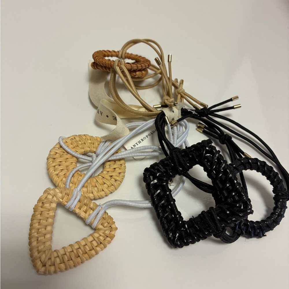 Anthropologie Woven Hair Ties Set (6 total) NEW